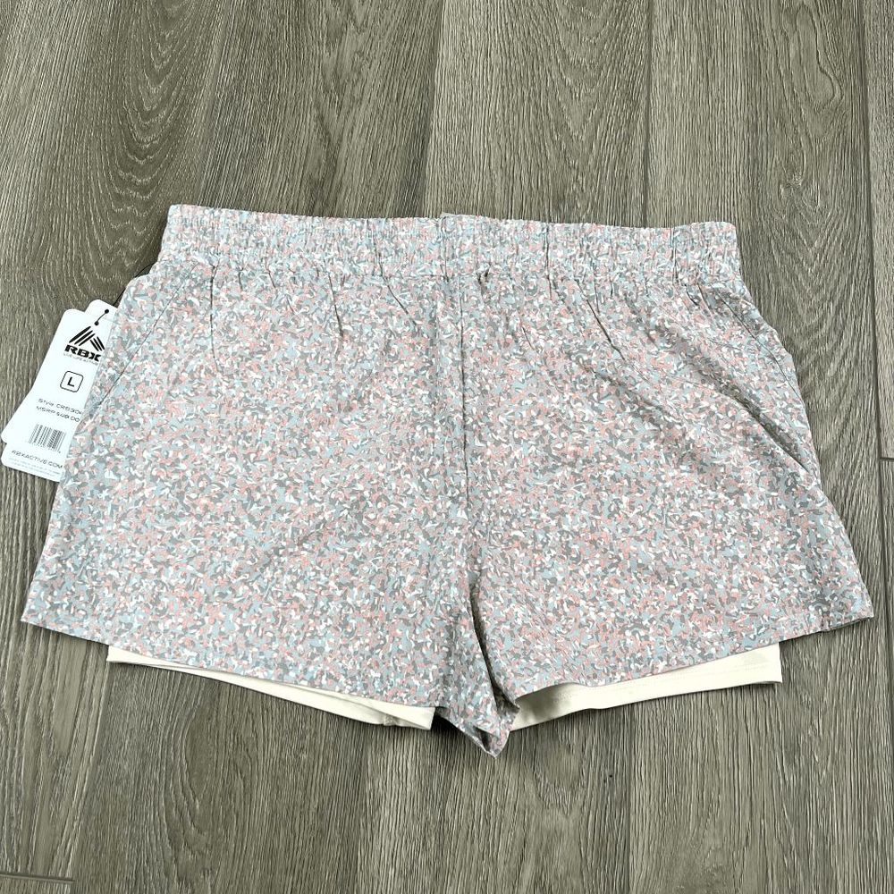 NWT RBX Pink Grey Athletic Shorts Women's Size Large